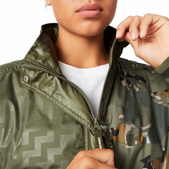 Converse VLTG Mixed Print Green Camo Zip-Up Jacket - Picture 11 of 16